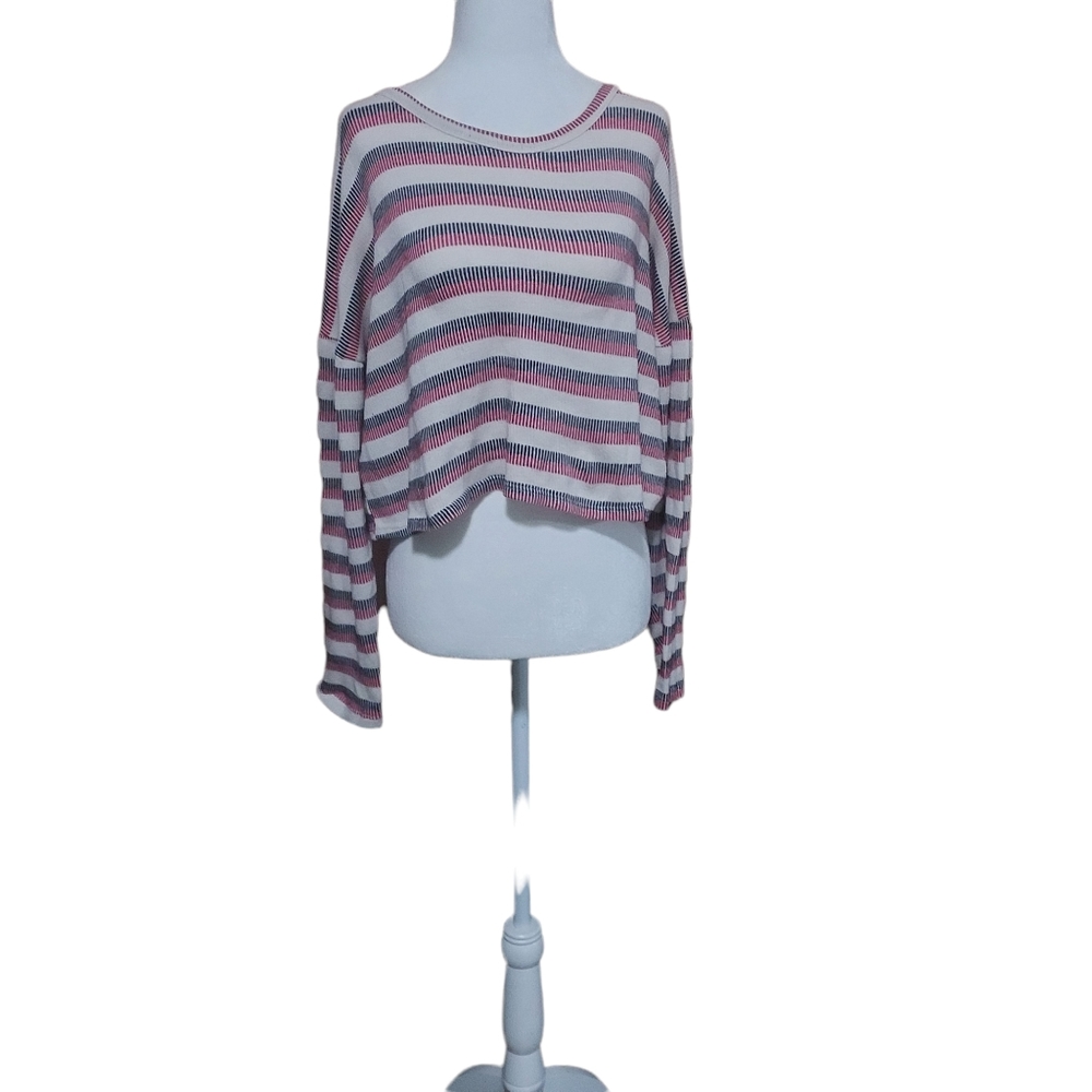 caution to the wind L Crop Top Shirt Anthropologie Blouse Top Knit Scoop Neck
